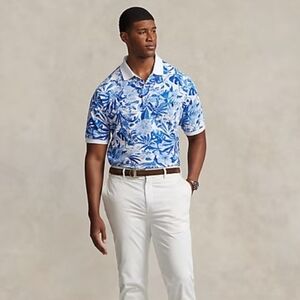 Polo Ralph Lauren Polo Shirt Big & Tall Classic Blue White Floral Print Size 5XB